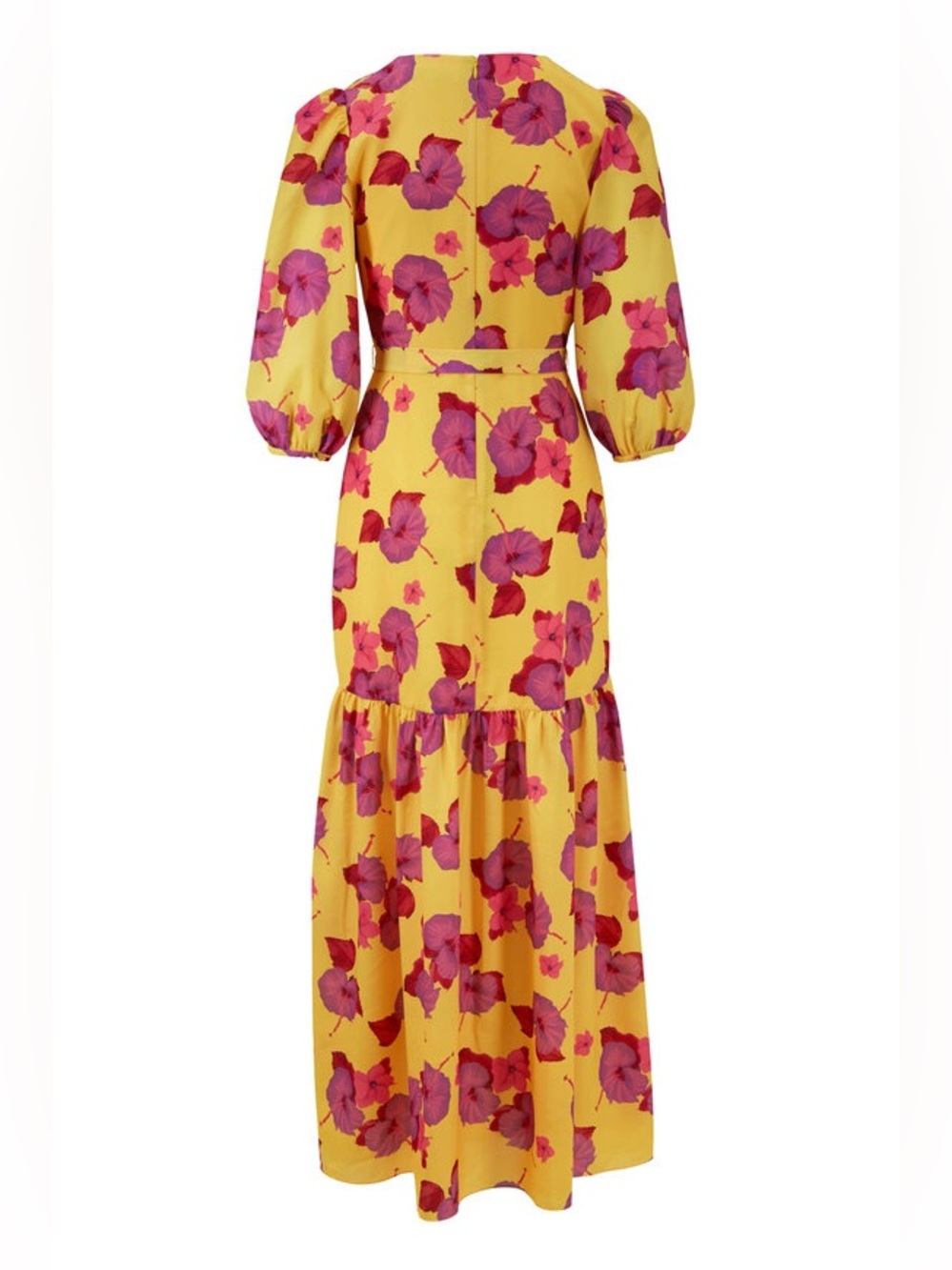 NWT Borgo De Nor Salma Yellow Maxi Dress with Pink Floral Print size 2 - Picture 5 of 9